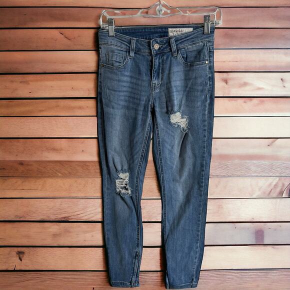 Pistola Womens Jeans Sz 26 Blue Ankle Zip Medium Wash P6644 Distressed Skinny - Picture 1 of 7